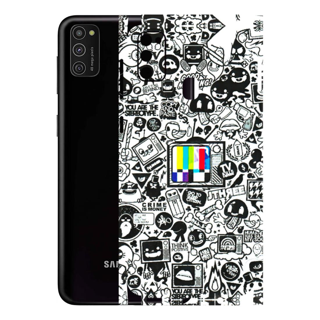Samsung M/F/Note/Flip and C Phone Skins (All Models) - Doodles Positive Art - 3D Embossed Finish (L-263) Samsung Galaxy M21