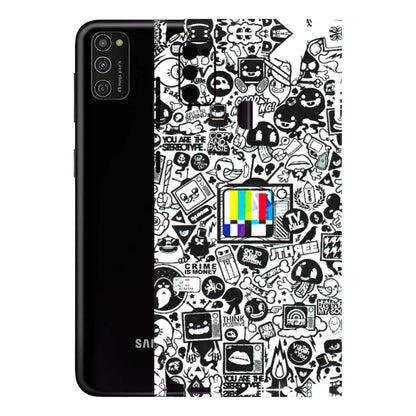 Samsung M/F/Note/Flip and C Phone Skins (All Models) - Doodles Positive Art - 3D Embossed Finish (L-263) Samsung Galaxy M21