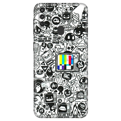 Samsung M/F/Note/Flip and C Phone Skins (All Models) - Doodles Positive Art - 3D Embossed Finish (L-263) Samsung Galaxy M21