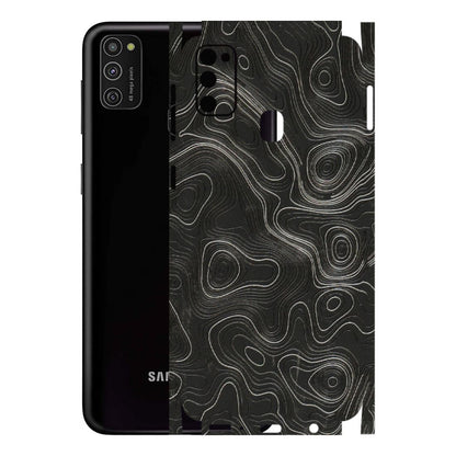 Samsung M/F/Note/Flip and C Phone Skins (All Models) - Abstract White Line Map - 3D Embossed Finish (L-269) Samsung Galaxy M21