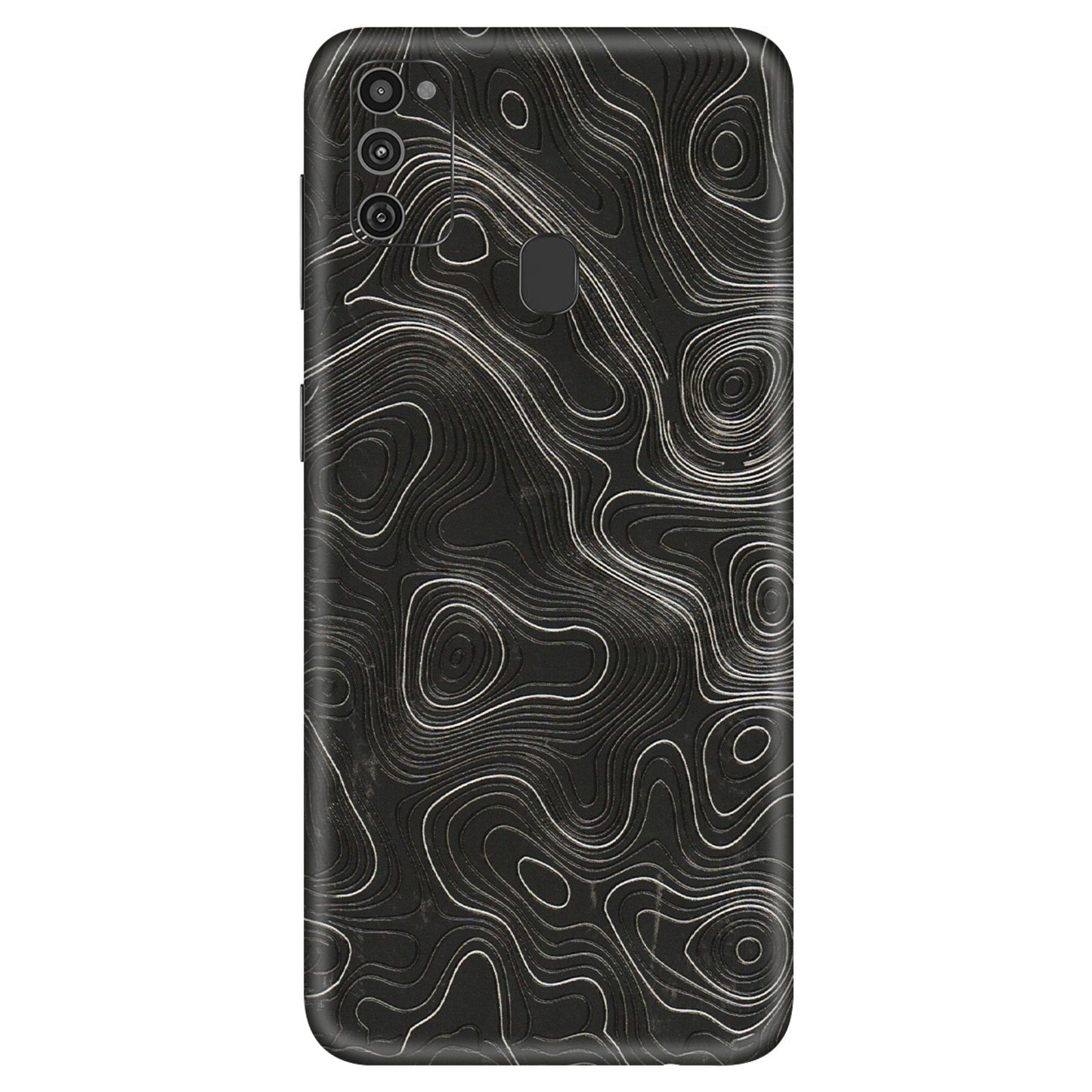 Samsung M/F/Note/Flip and C Phone Skins (All Models) - Abstract White Line Map - 3D Embossed Finish (L-269) Samsung Galaxy M21