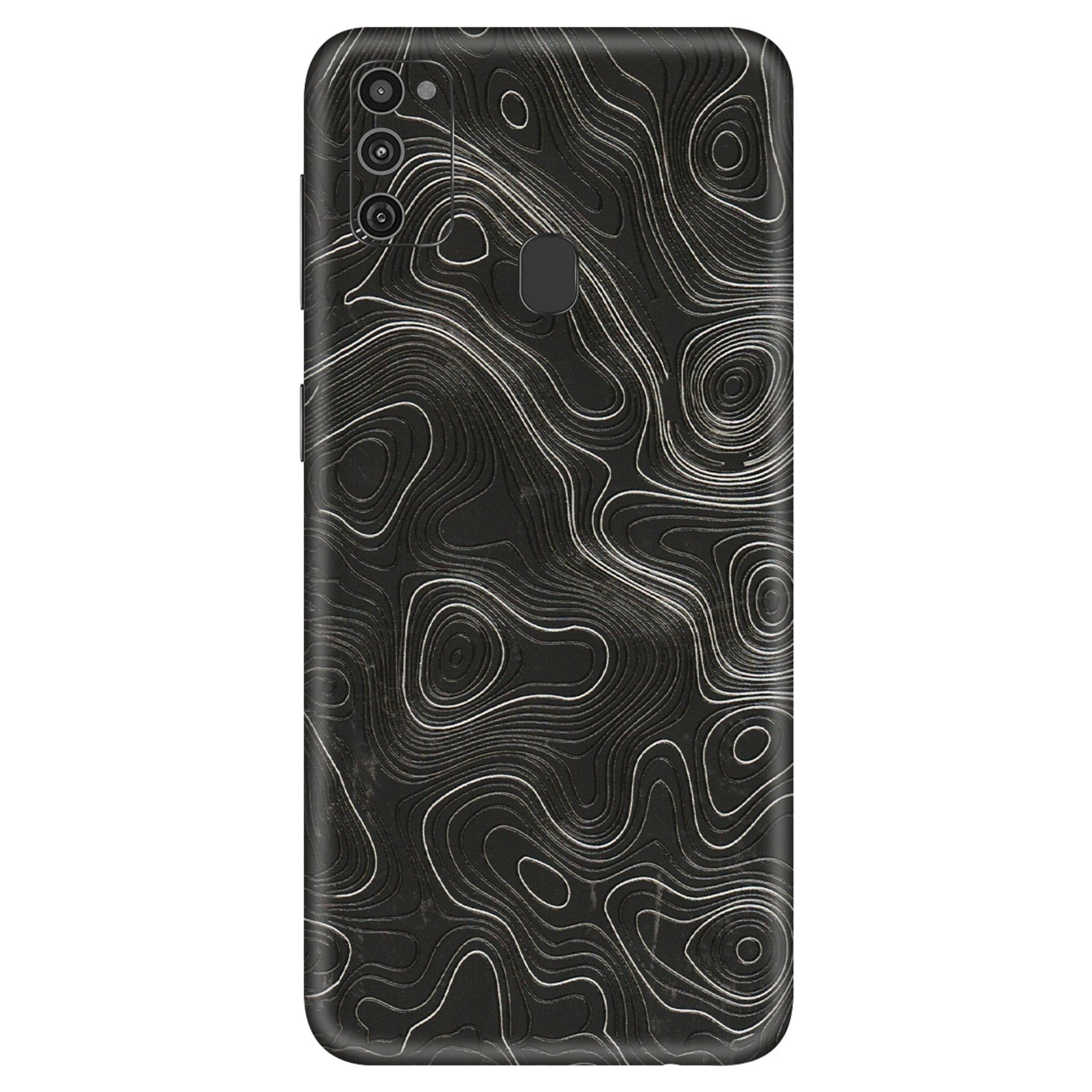 Samsung M/F/Note/Flip and C Phone Skins (All Models) - Abstract White Line Map - 3D Embossed Finish (L-269) Samsung Galaxy M21