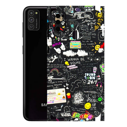 Samsung M/F/Note/Flip and C Phone Skins (All Models) - Black Creatives Doodles - 3D Embossed Finish (L-311) Samsung Galaxy M21