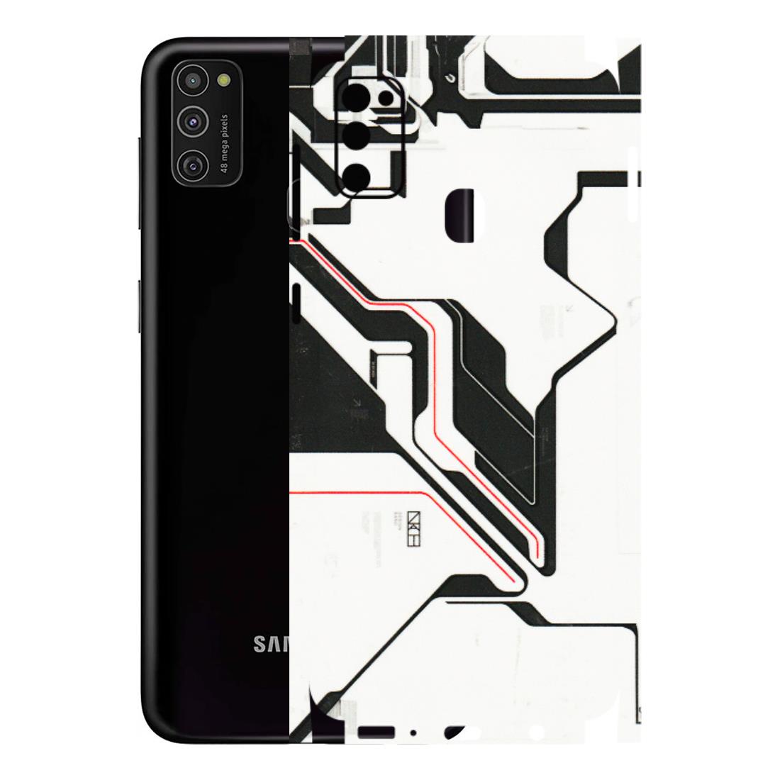 Samsung M/F/Note/Flip and C Phone Skins (All Models) - White Techy Logo - 3D Embossed Finish (L-312) Samsung Galaxy M21