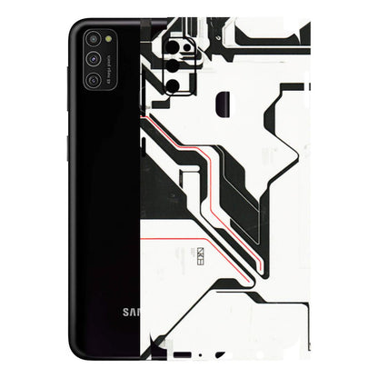 Samsung M/F/Note/Flip and C Phone Skins (All Models) - White Techy Logo - 3D Embossed Finish (L-312) Samsung Galaxy M21