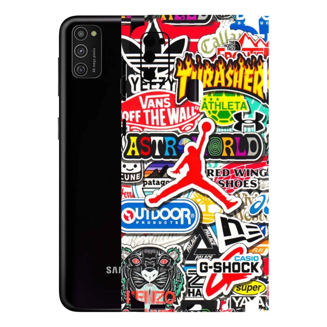 Samsung M/F/Note/Flip and C Phone Skins (All Models) - Multi Brands Sticker Graffiti - 3D Embossed Finish (L-37) Samsung Galaxy M21