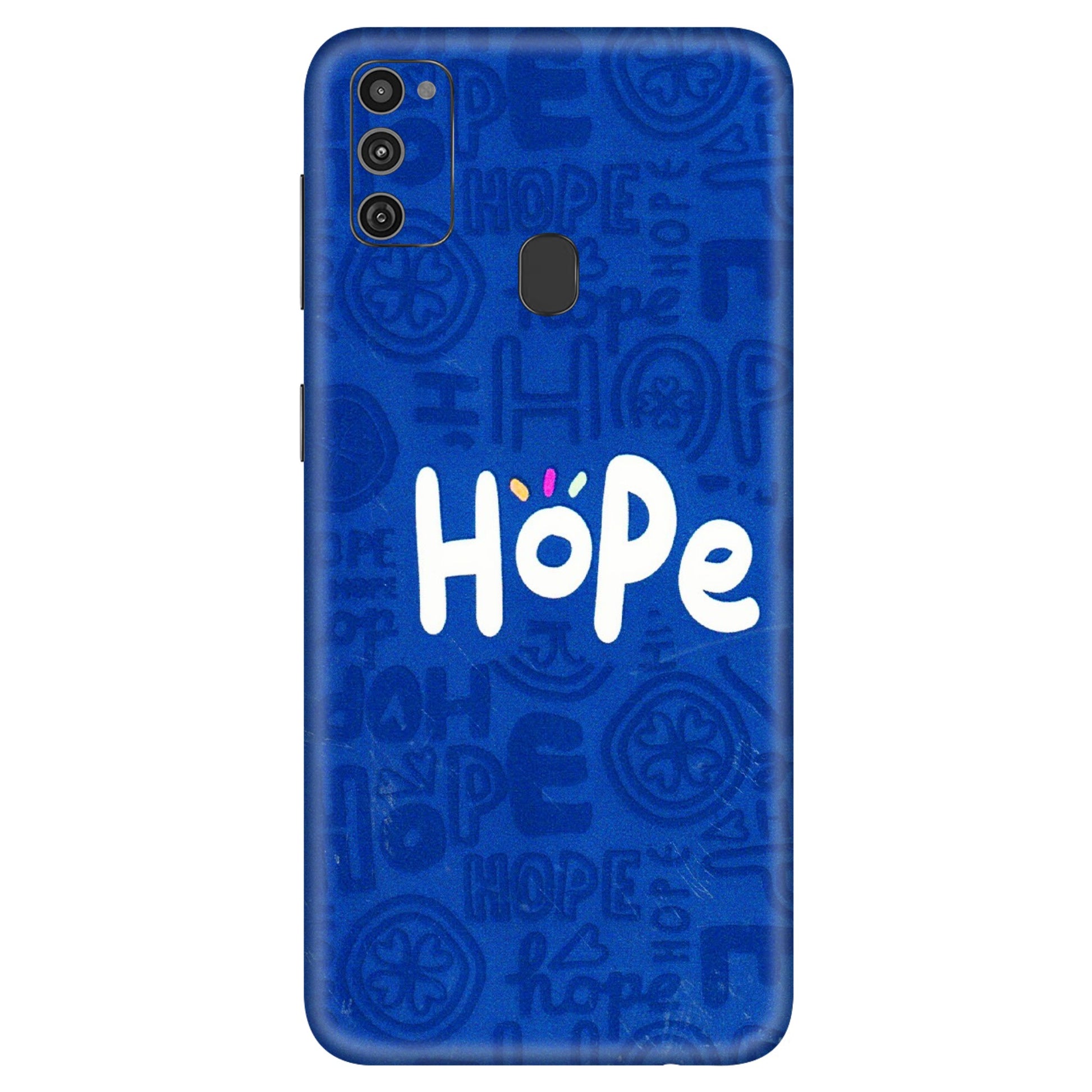 Samsung M/F/Note/Flip and C Phone Skins (All Models) - Hope Doodles Blue - 3D Embossed Finish (L-43) Samsung Galaxy M21