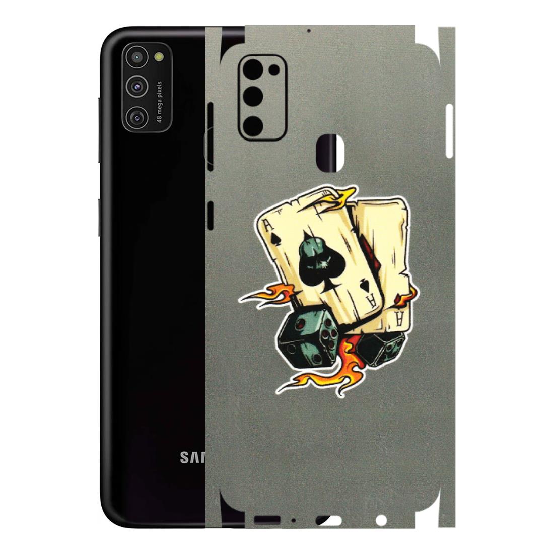 Samsung M/F/Note/Flip and C Phone Skins (All Models) - Grey Cards Of Ace - 3D Embossed Finish (L-77) Samsung Galaxy M21
