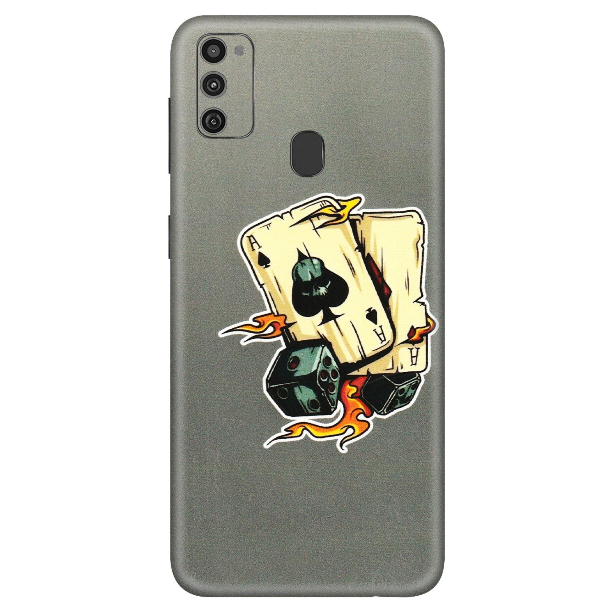 Samsung M/F/Note/Flip and C Phone Skins (All Models) - Grey Cards Of Ace - 3D Embossed Finish (L-77) Samsung Galaxy M21