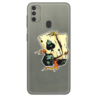 Samsung M/F/Note/Flip and C Phone Skins (All Models) - Grey Cards Of Ace - 3D Embossed Finish (L-77) Samsung Galaxy M21