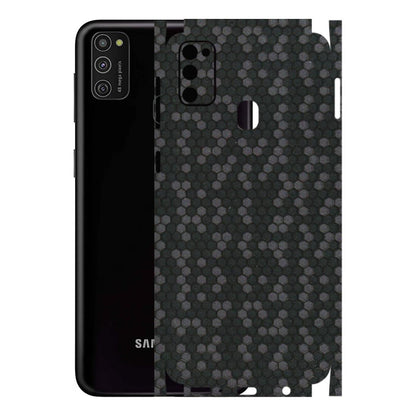 Samsung M/F/Note/Flip and C Phone Skins (All Models) - Black Grey Honeycomb Sober - 3D Embossed Finish (L-85) Samsung Galaxy M21