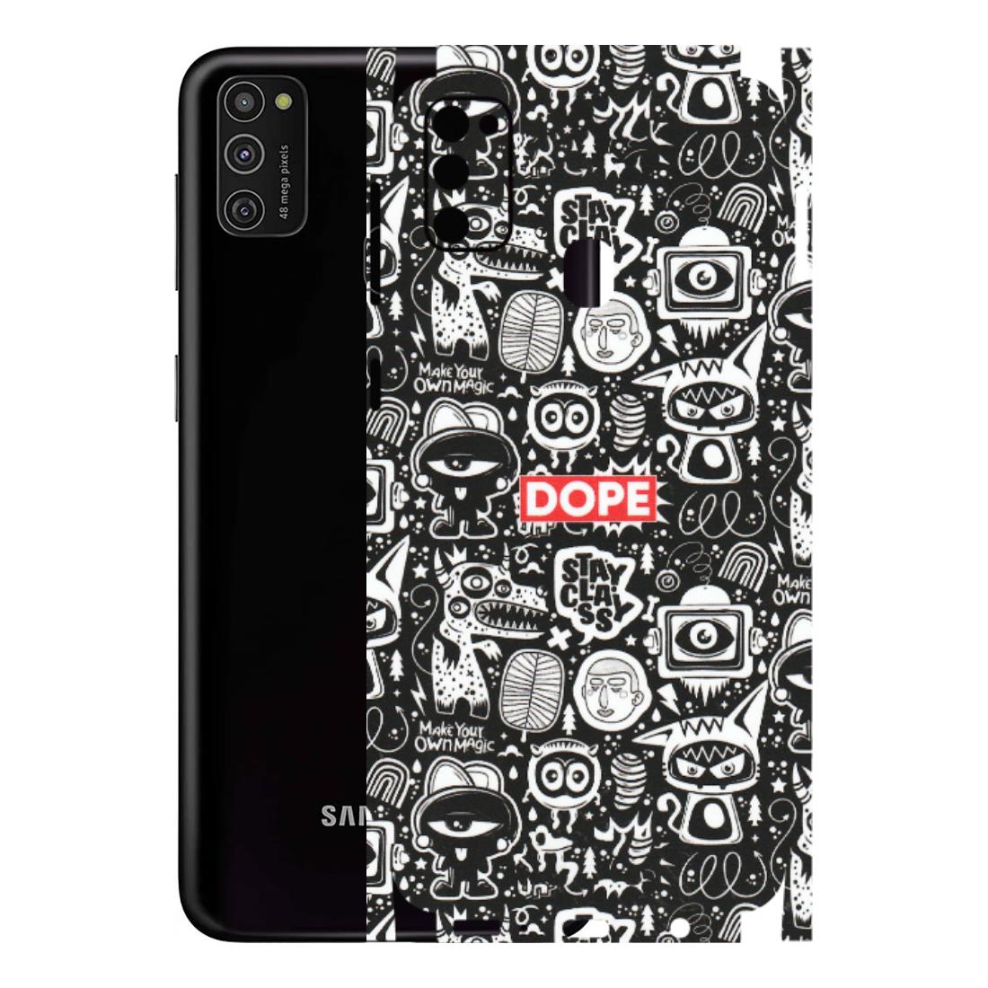 Samsung M/F/Note/Flip and C Phone Skins (All Models) - Dope Stay Classy Black Doodles - Matte Finish (M-126) Samsung Galaxy M21