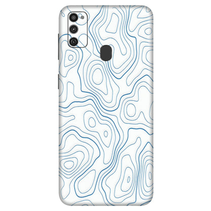 Samsung M/F/Note/Flip and C Phone Skins (All Models) - Blue And White Swirls - Matte Finish (M-139) Samsung Galaxy M21