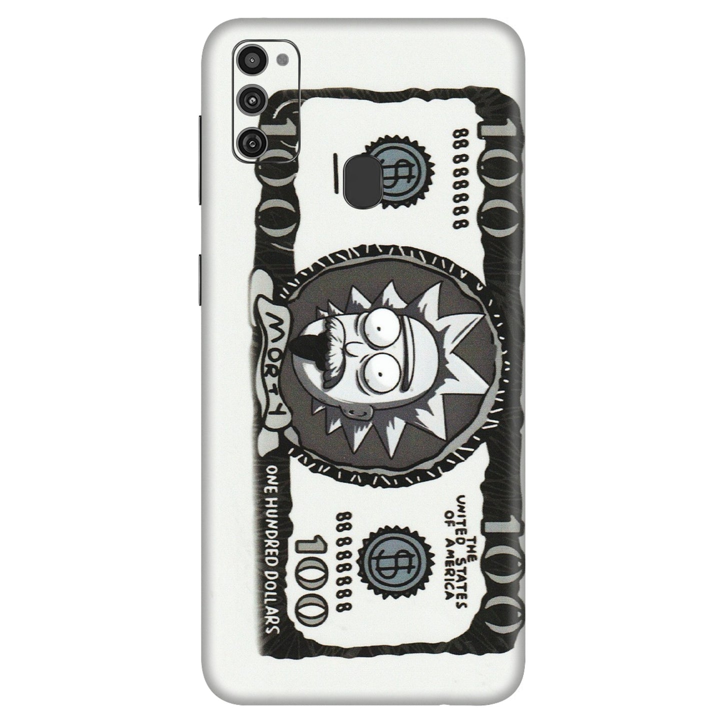 Samsung M/F/Note/Flip and C Phone Skins (All Models) - Rick And Morty Hundred Dollar Anime - Matte Finish (M-161) Samsung Galaxy M21