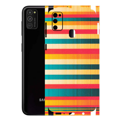 Samsung M/F/Note/Flip and C Phone Skins (All Models) - Colourful Stripes Soothing Effect - Matte Finish (M-86) Samsung Galaxy M21