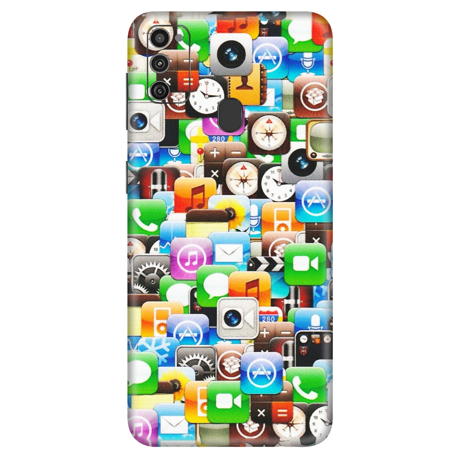 Samsung M/F/Note/Flip and C Phone Skins (All Models) - All Apple Icons - Matte Finish (M-93) Samsung Galaxy M21