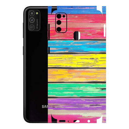 Samsung M/F/Note/Flip and C Phone Skins (All Models) - Multi Colour Wooden Wall - Matte Finish (M-96) Samsung Galaxy M21