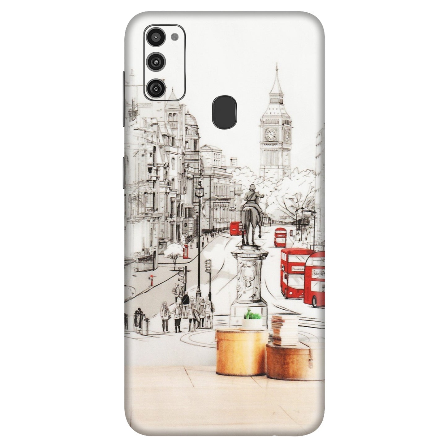 Samsung M/F/Note/Flip and C Phone Skins (All Models) - London Street - Transparent Finish (T-02) Samsung Galaxy M21