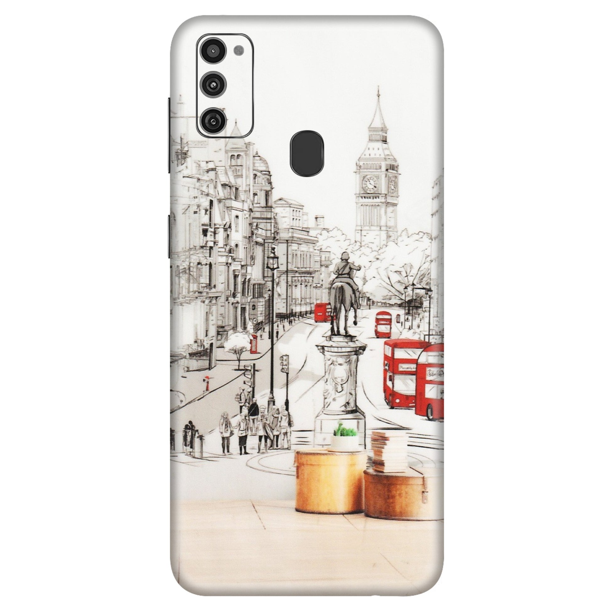 Samsung M/F/Note/Flip and C Phone Skins (All Models) - London Street - Transparent Finish (T-02) Samsung Galaxy M21