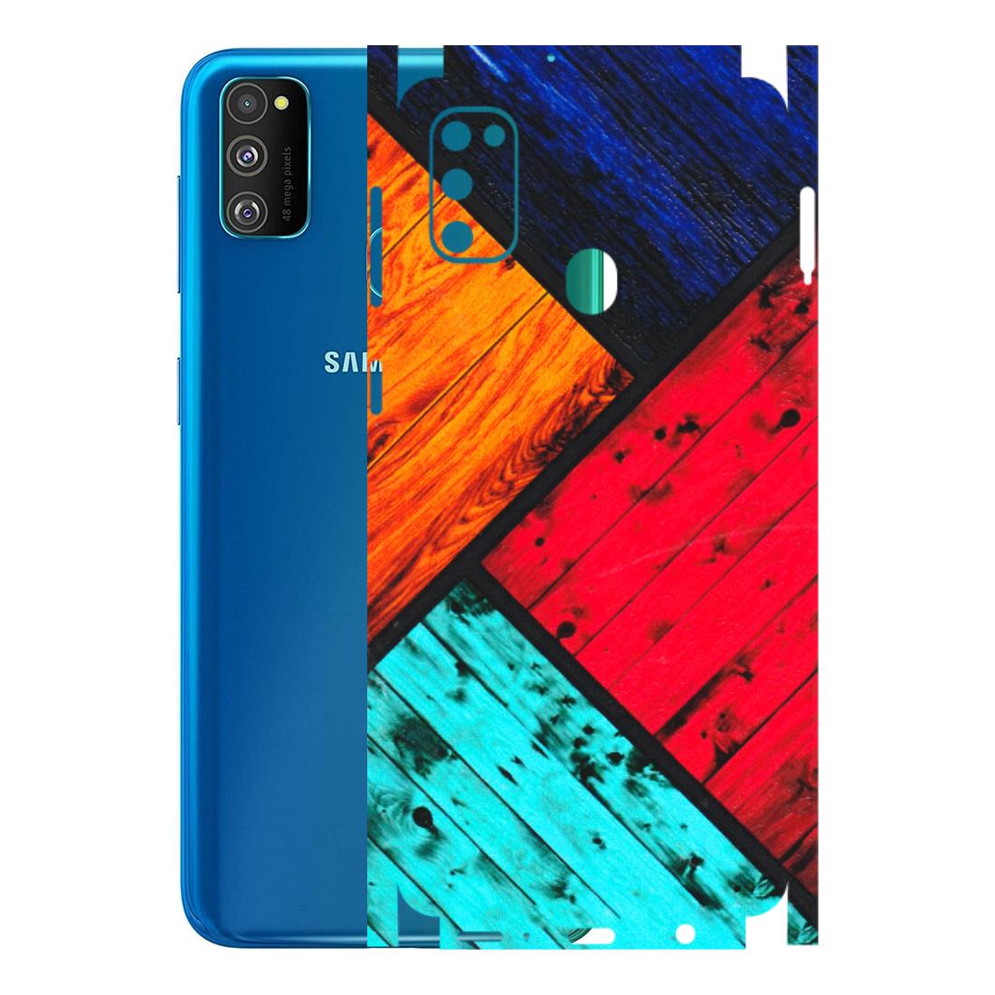 Samsung M/F/Note/Flip and C Phone Skins (All Models) - Colourful Wood Panels Abstract - 3D Embossed Finish (L-09) Samsung Galaxy M30S
