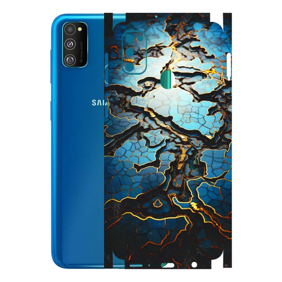 Samsung M/F/Note/Flip and C Phone Skins (All Models) - Blue Gold Abstract - 3D Embossed Finish (L-11) Samsung Galaxy M30S