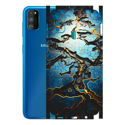 Samsung M/F/Note/Flip and C Phone Skins (All Models) - Blue Gold Abstract - 3D Embossed Finish (L-11) Samsung Galaxy M30S