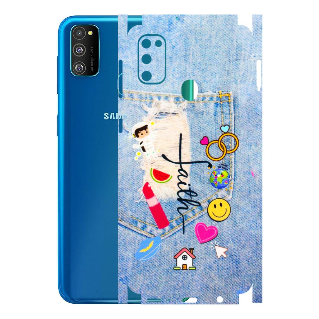 Samsung M/F/Note/Flip and C Phone Skins (All Models) - Denim Jeans Pocket - 3D Embossed Finish (L-134) Samsung Galaxy M30S