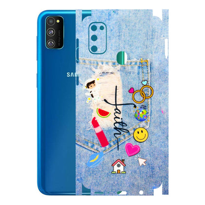 Samsung M/F/Note/Flip and C Phone Skins (All Models) - Denim Jeans Pocket - 3D Embossed Finish (L-134) Samsung Galaxy M30S