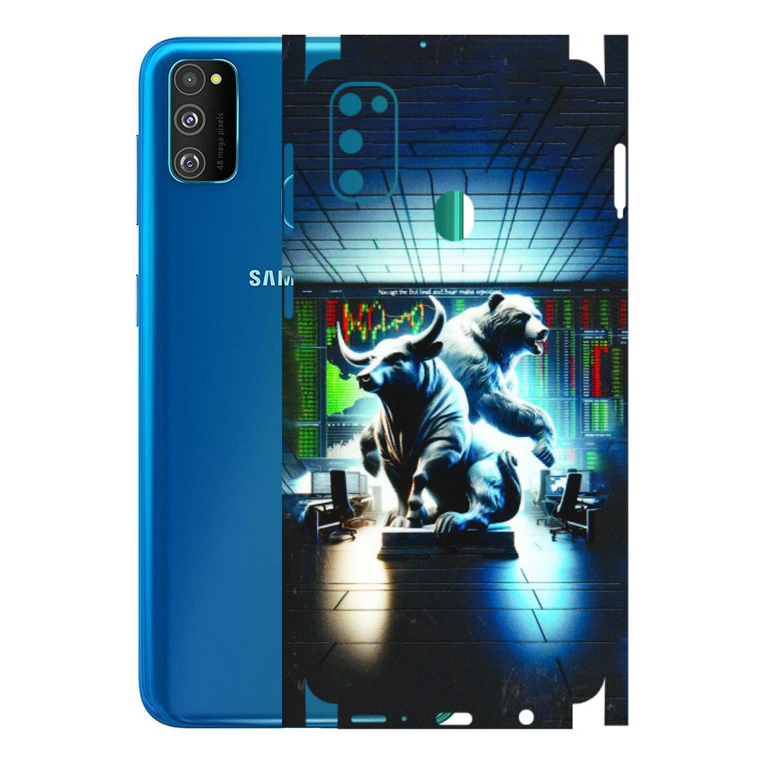 Samsung M/F/Note/Flip and C Phone Skins (All Models) - Stock Market Sensex Bear vs Bulls - 3D Embossed Finish (L-15) Samsung Galaxy M30S