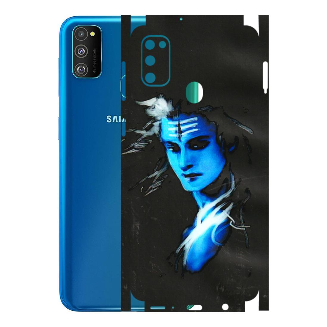 Samsung M/F/Note/Flip and C Phone Skins (All Models) - Har Har Mahadev Blue/Black - 3D Embossed Finish (L-185) Samsung Galaxy M30S
