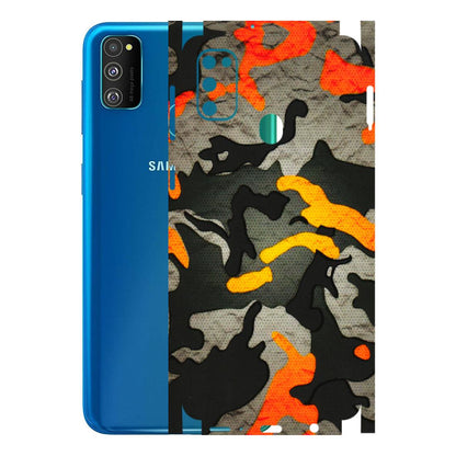 Samsung M/F/Note/Flip and C Phone Skins (All Models) - Orange Camouflage - 3D Embossed Finish (L-204) Samsung Galaxy M30S