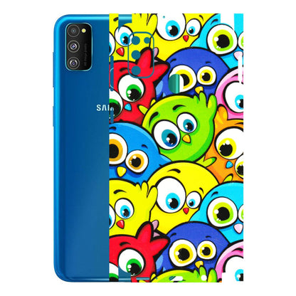 Samsung M/F/Note/Flip and C Phone Skins (All Models) - Cute Fluffy Birds - 3D Embossed Finish (L-213) Samsung Galaxy M30S