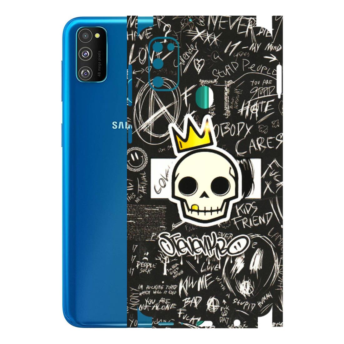 Samsung M/F/Note/Flip and C Phone Skins (All Models) - Funny Skull Black Chalk Grafitti - 3D Embossed Finish (L-22) Samsung Galaxy M30S