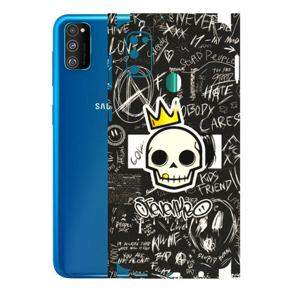 Samsung M/F/Note/Flip and C Phone Skins (All Models) - Funny Skull Black Chalk Grafitti - 3D Embossed Finish (L-22) Samsung Galaxy M30S