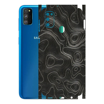 Samsung M/F/Note/Flip and C Phone Skins (All Models) - Abstract White Line Map - 3D Embossed Finish (L-269) Samsung Galaxy M30S