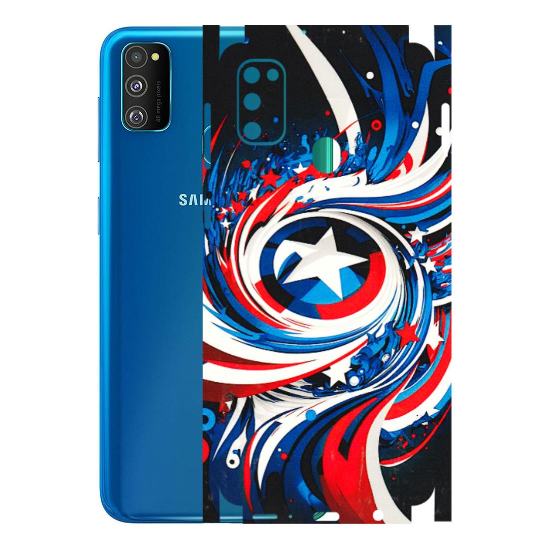 Samsung M/F/Note/Flip and C Phone Skins (All Models) - Captain America Logo - 3D Embossed Finish (L-307) Samsung Galaxy M30S