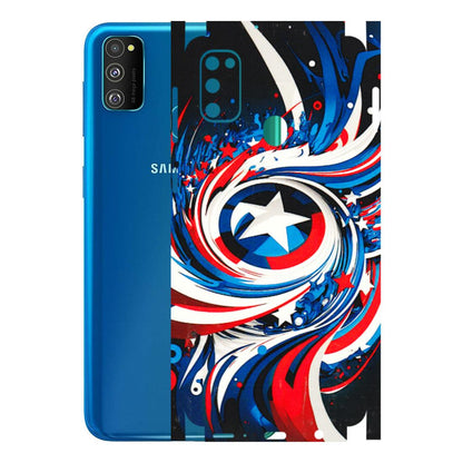 Samsung M/F/Note/Flip and C Phone Skins (All Models) - Captain America Logo - 3D Embossed Finish (L-307) Samsung Galaxy M30S