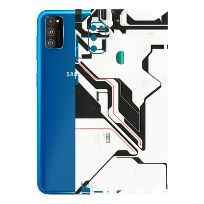 Samsung M/F/Note/Flip and C Phone Skins (All Models) - White Techy Logo - 3D Embossed Finish (L-312) Samsung Galaxy M30S