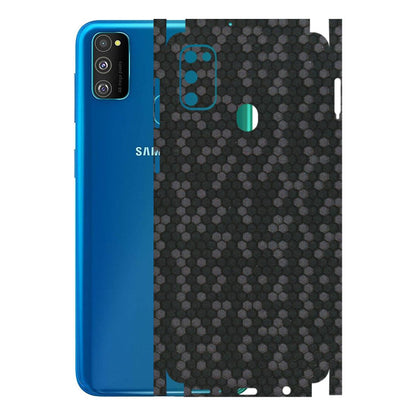 Samsung M/F/Note/Flip and C Phone Skins (All Models) - Black Grey Honeycomb Sober - 3D Embossed Finish (L-85) Samsung Galaxy M30S