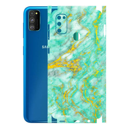 Samsung M/F/Note/Flip and C Phone Skins (All Models) - Green And Gold Marble Feel - Matte Finish (M-16) Samsung Galaxy M30S