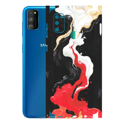 Samsung M/F/Note/Flip and C Phone Skins (All Models) - Black Red White Paint Splash Fusion - Matte Finish (M-56) Samsung Galaxy M30S