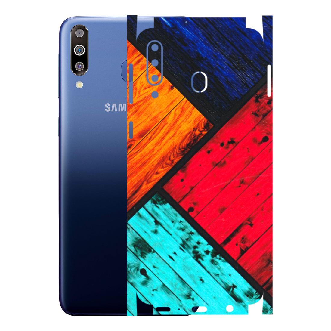 Samsung M/F/Note/Flip and C Phone Skins (All Models) - Colourful Wood Panels Abstract - 3D Embossed Finish (L-09) Samsung Galaxy M30