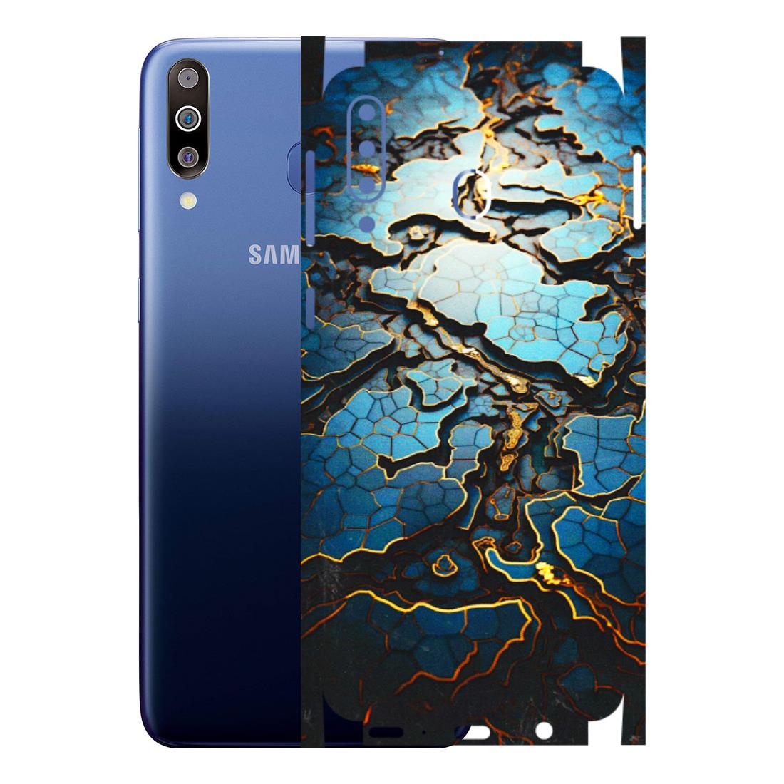 Samsung M/F/Note/Flip and C Phone Skins (All Models) - Blue Gold Abstract - 3D Embossed Finish (L-11) Samsung Galaxy M30