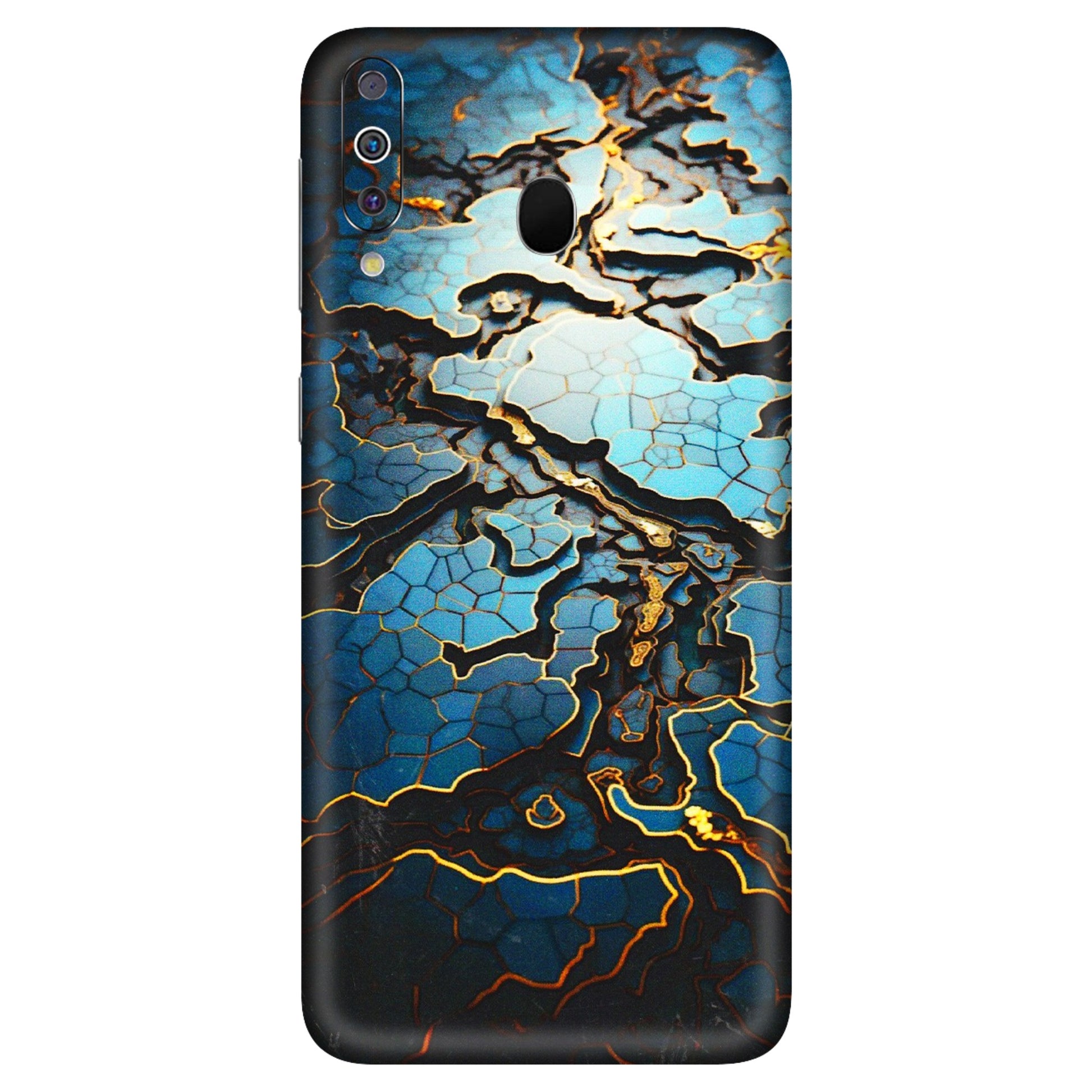 Samsung M/F/Note/Flip and C Phone Skins (All Models) - Blue Gold Abstract - 3D Embossed Finish (L-11) Samsung Galaxy M30