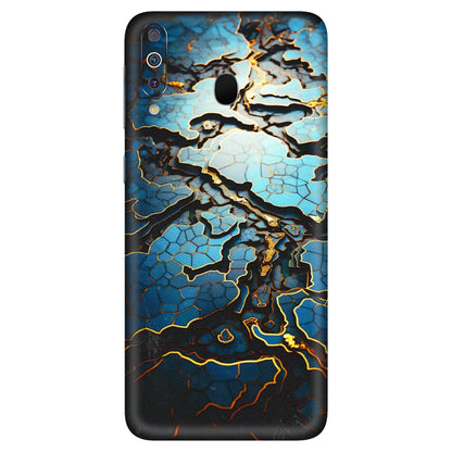 Samsung M/F/Note/Flip and C Phone Skins (All Models) - Blue Gold Abstract - 3D Embossed Finish (L-11) Samsung Galaxy M30