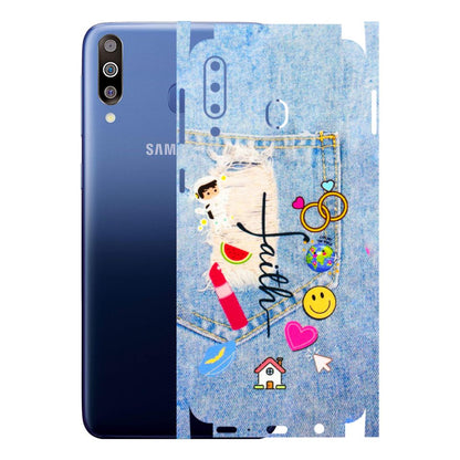 Samsung M/F/Note/Flip and C Phone Skins (All Models) - Denim Jeans Pocket - 3D Embossed Finish (L-134) Samsung Galaxy M30