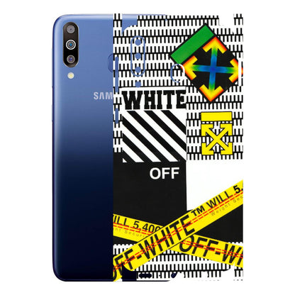 Samsung M/F/Note/Flip and C Phone Skins (All Models) - White Off Abstract - 3D Embossed Finish (L-172) Samsung Galaxy M30