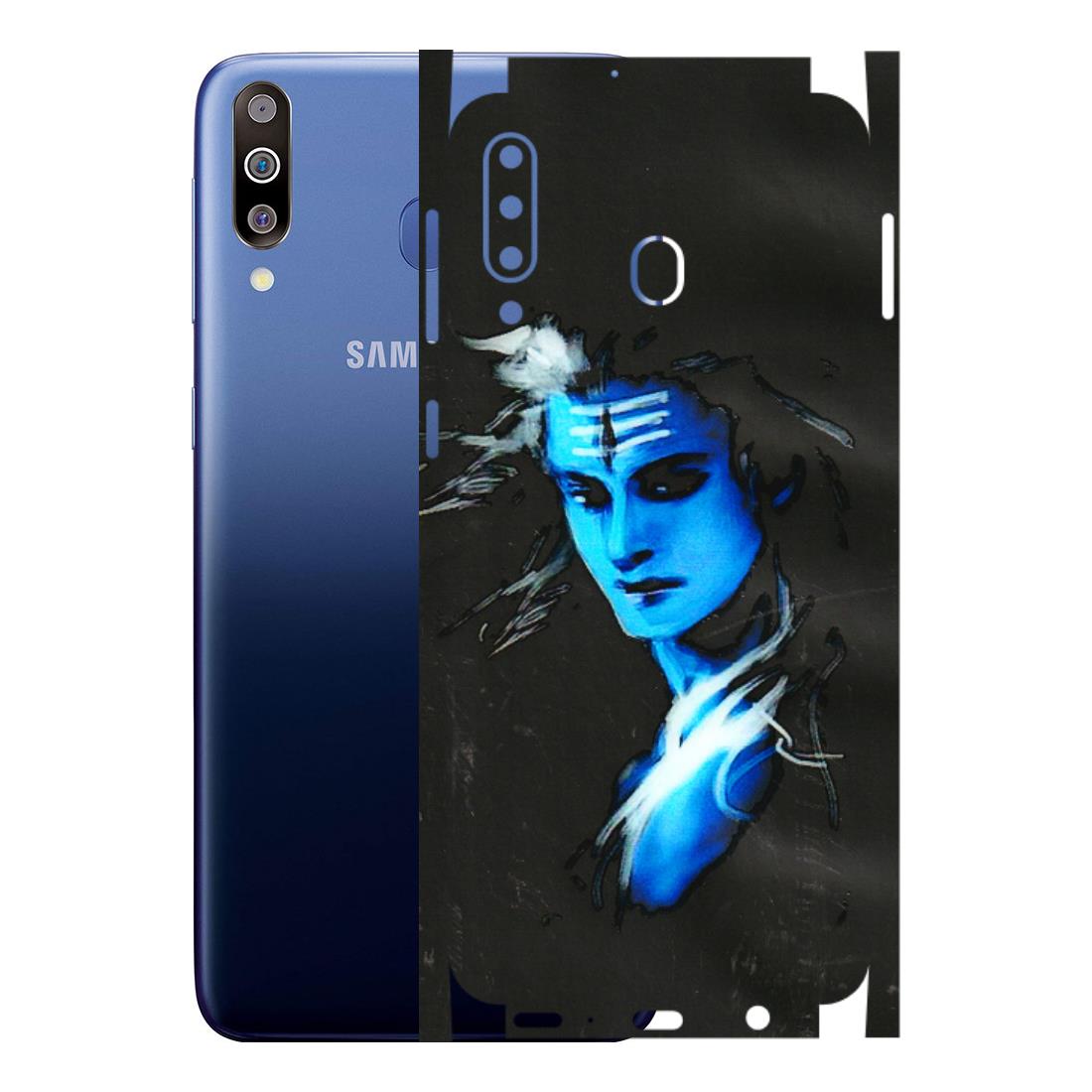 Samsung M/F/Note/Flip and C Phone Skins (All Models) - Har Har Mahadev Blue/Black - 3D Embossed Finish (L-185) Samsung Galaxy M30