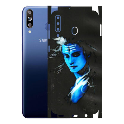 Samsung M/F/Note/Flip and C Phone Skins (All Models) - Har Har Mahadev Blue/Black - 3D Embossed Finish (L-185) Samsung Galaxy M30