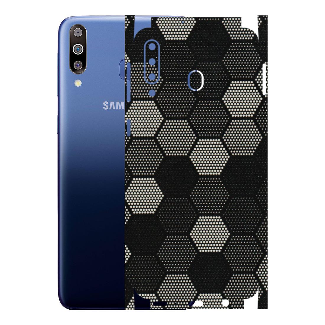 Samsung M/F/Note/Flip and C Phone Skins (All Models) - Black & White Dotted Honeycomb Texture - 3D Embossed Finish (L-202) Samsung Galaxy M30